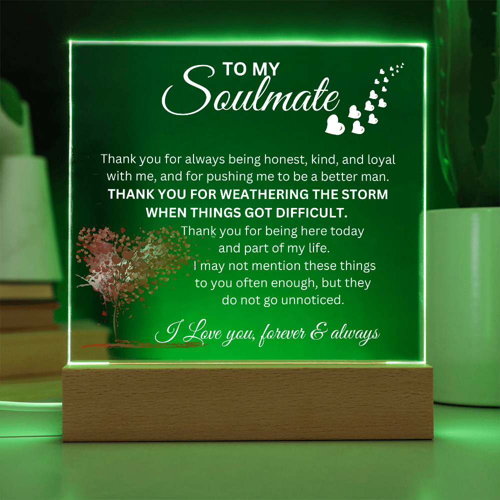 To My Soulmate - "Thank You" Acrylic Plaque