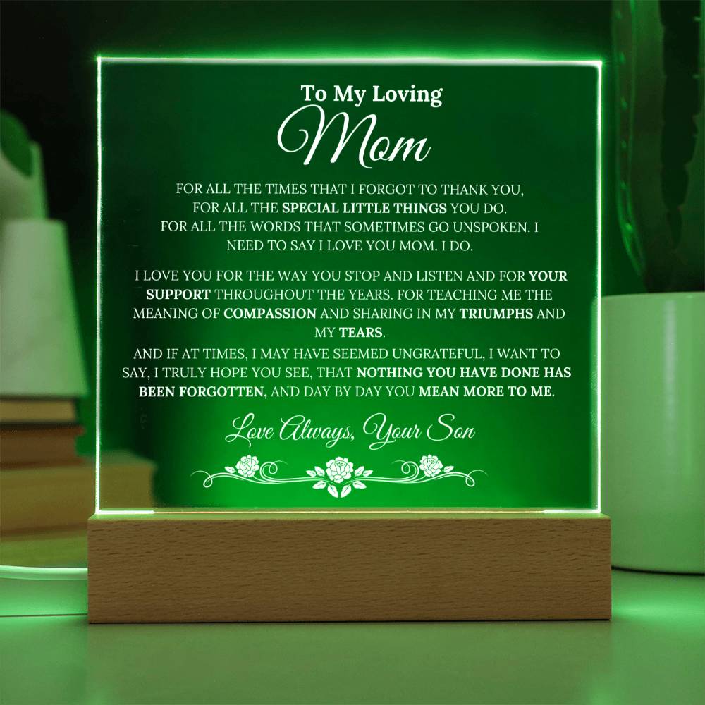 Mom gift from Son - Thank You - Acrylic LED Lamp EC3