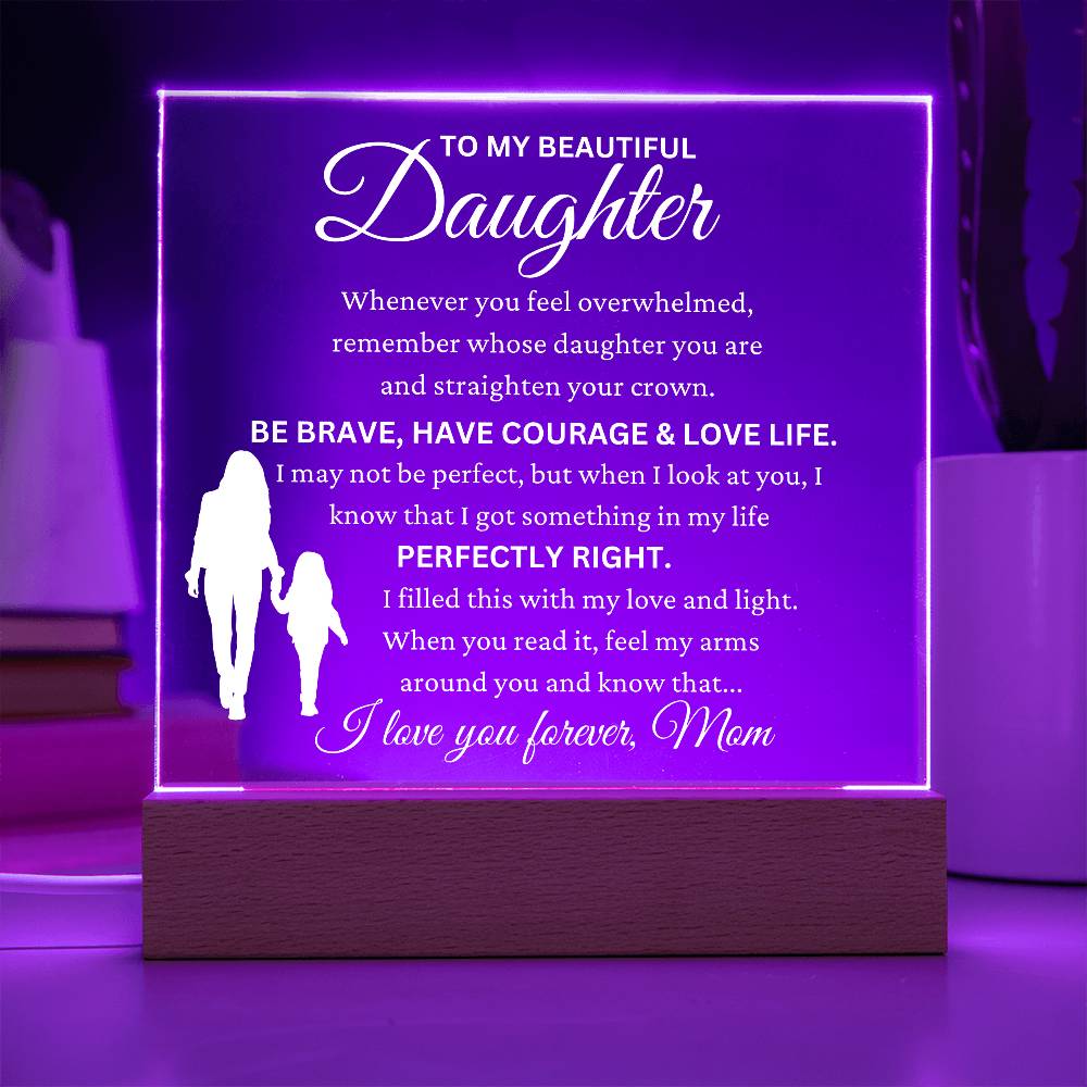 Daughter Gift from Mom - ''I Love You Forever'' - Acrylic LED Lamp