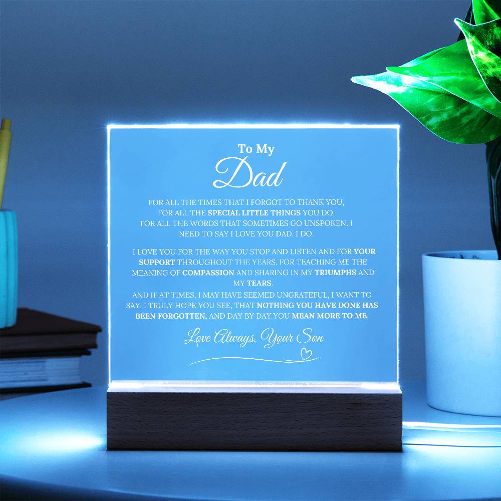 To My DAD - For All The Times I Forgot To Thank You - Acrylic LED Plaque