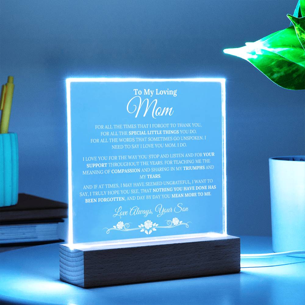 Mom gift from Son - Thank You - Acrylic LED Lamp EC3