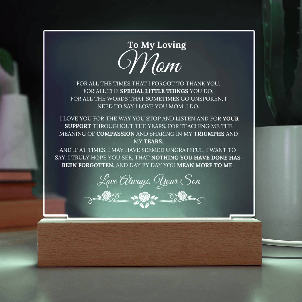 Mom gift from Son - Thank You - Acrylic LED Lamp EC3