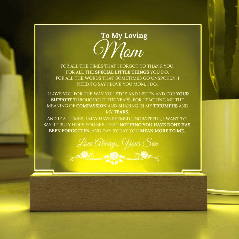 Mom gift from Son - Thank You - Acrylic LED Lamp EC3