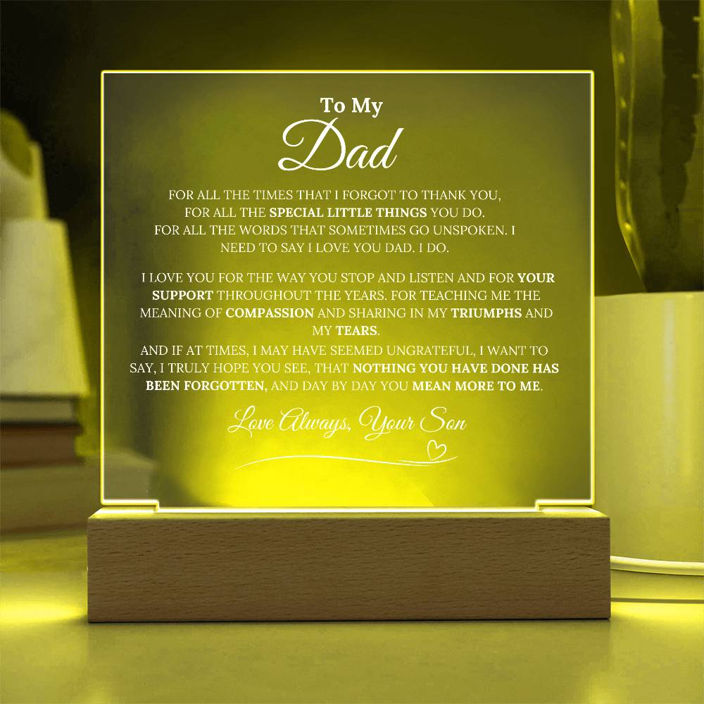To My DAD - For All The Times I Forgot To Thank You - Acrylic LED Plaque