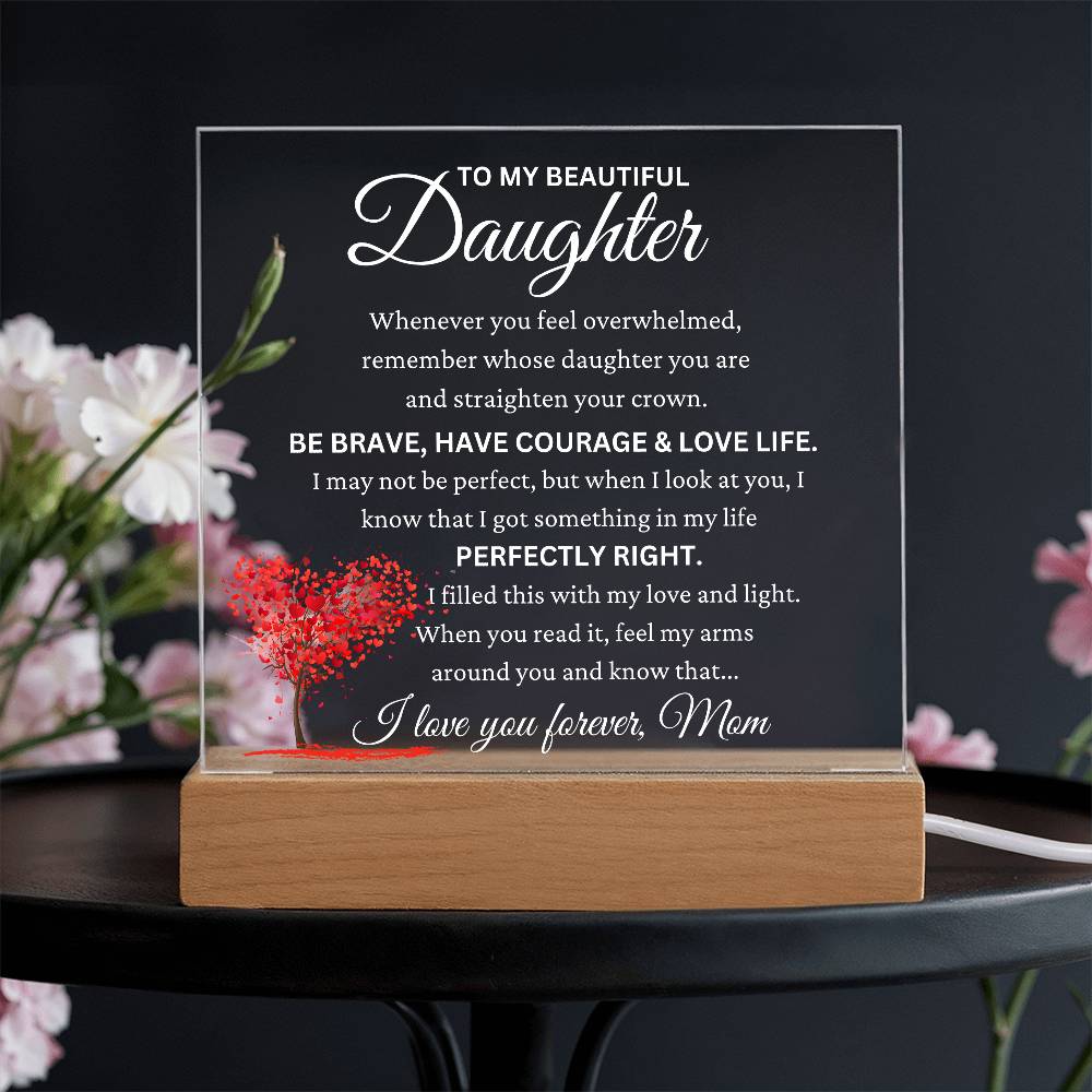 Daughter Gift From Mom "Perfectly Right" Acrylic Plaque EC3