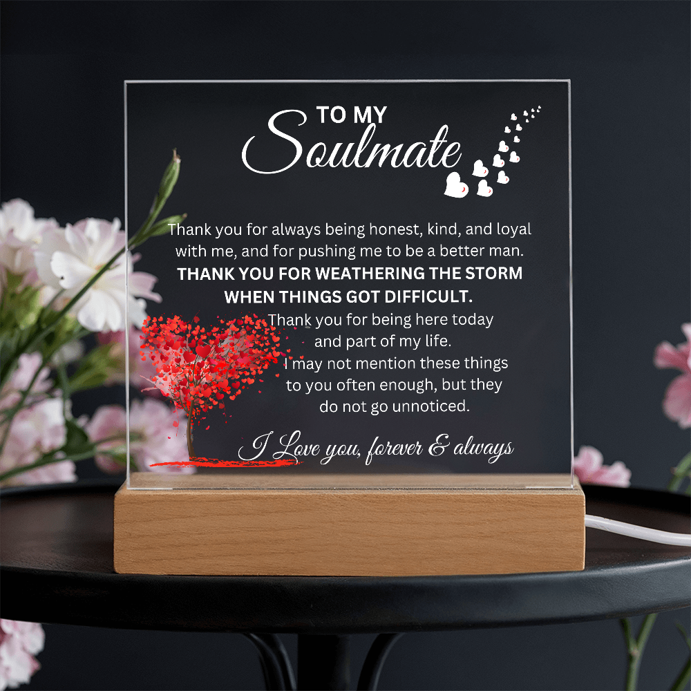 To My Soulmate - "Thank You" Acrylic Plaque