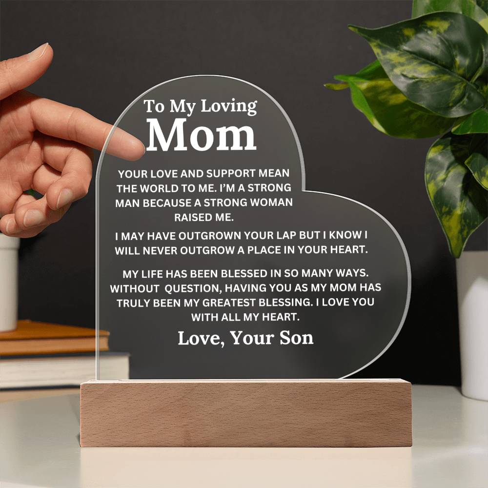Mom gift - Love And Support - LED Heart Plaque From Son