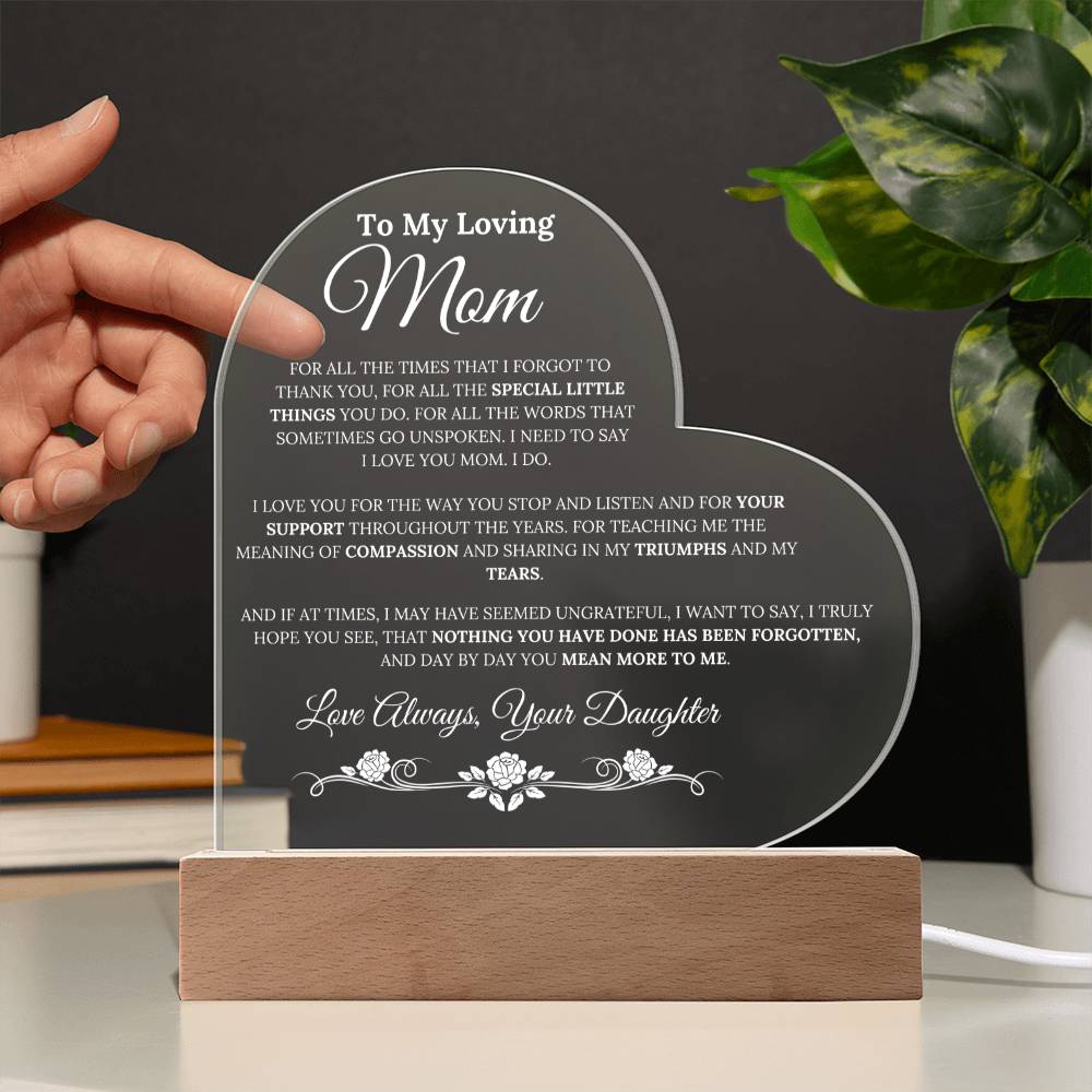 Mom from Daughter - For All The Times I Forgot To Thank You - Acrylic LED Lamp