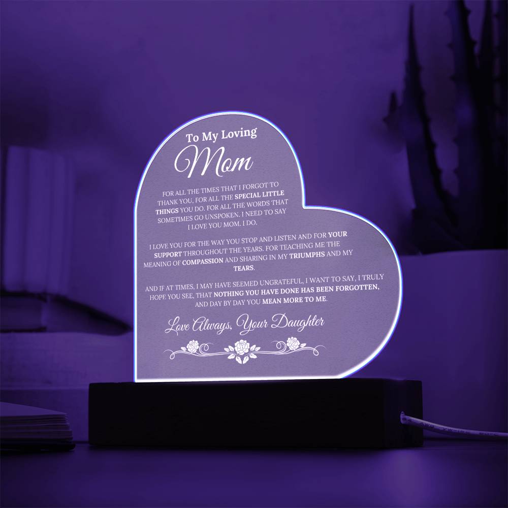 Mom from Daughter - For All The Times I Forgot To Thank You - Acrylic LED Lamp