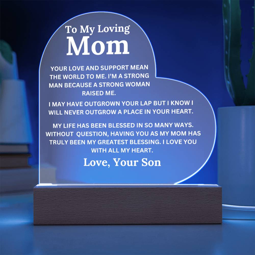 Mom gift - Love And Support - LED Heart Plaque From Son