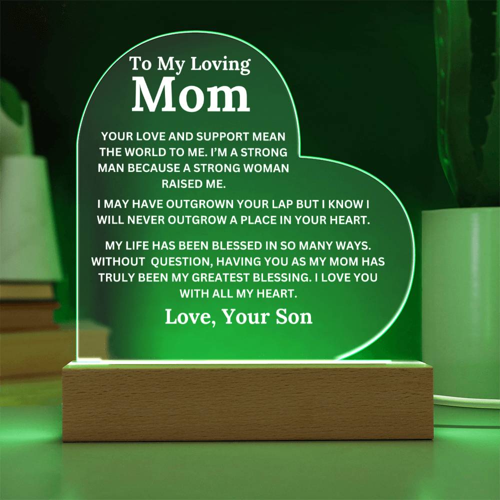 Mom gift - Love And Support - LED Heart Plaque From Son