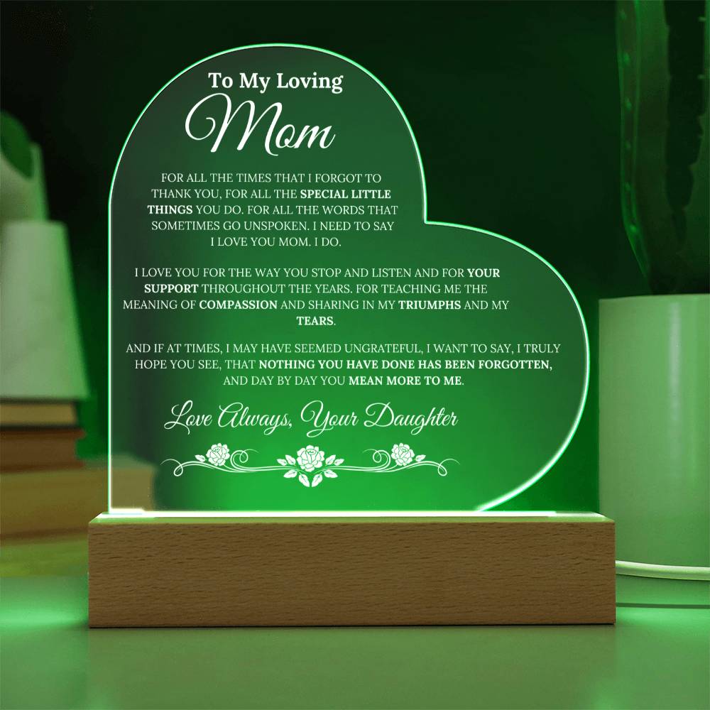 Mom from Daughter - For All The Times I Forgot To Thank You - Acrylic LED Lamp