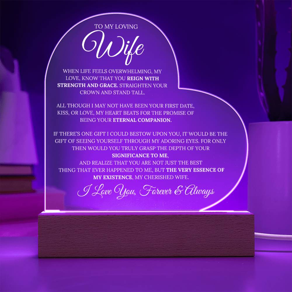 Wife -''Eternal Companion'' - Heart Multicolored LED Lamp