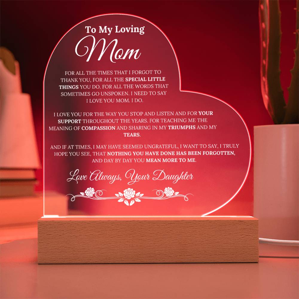 Mom from Daughter - For All The Times I Forgot To Thank You - Acrylic LED Lamp