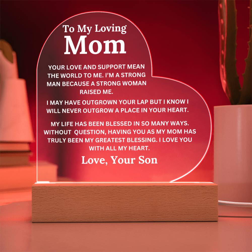 Mom gift - Love And Support - LED Heart Plaque From Son