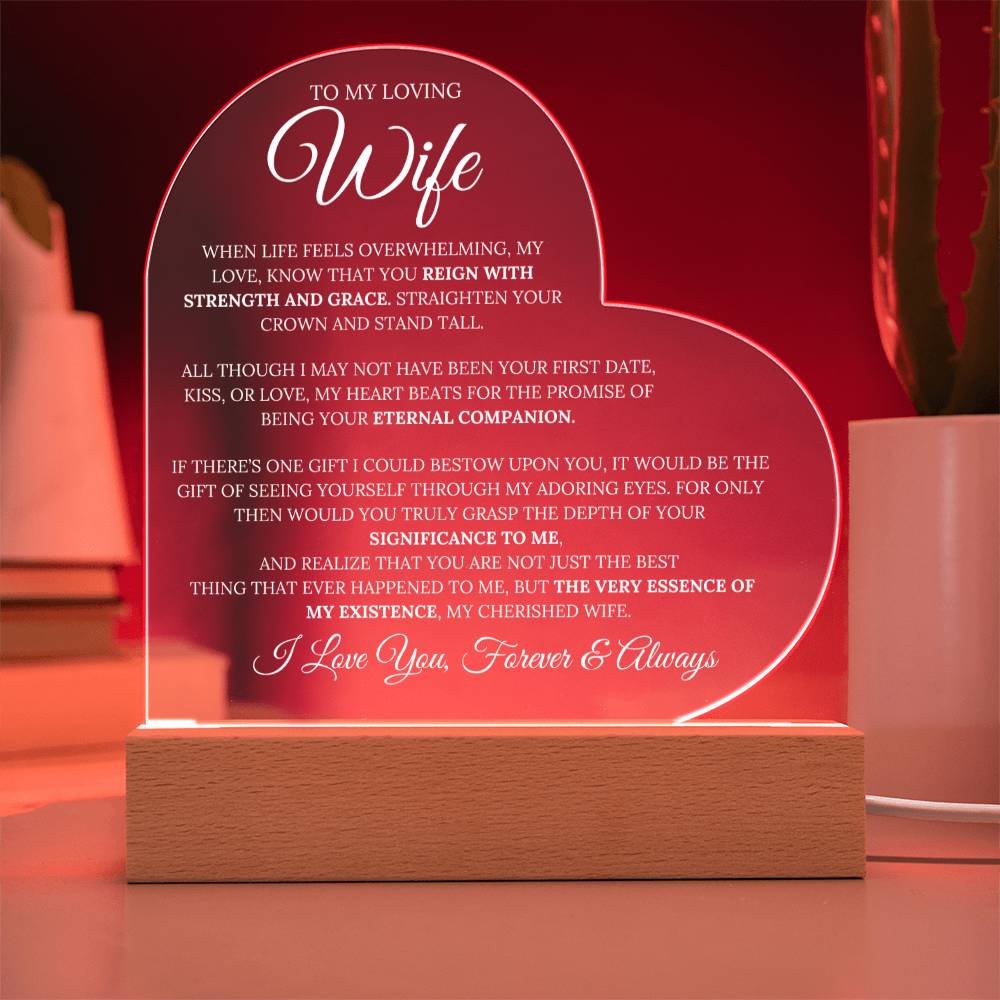 Wife -''Eternal Companion'' - Heart Multicolored LED Lamp