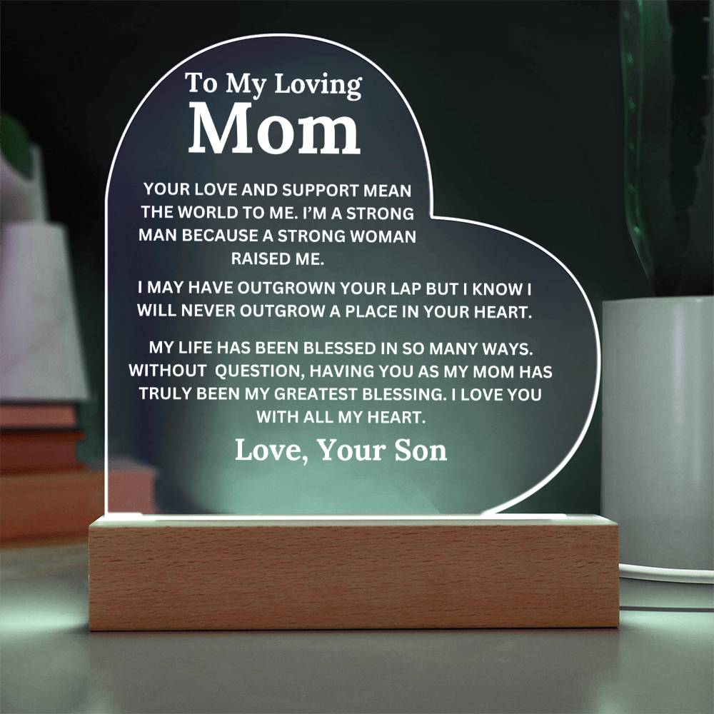 Mom gift - Love And Support - LED Heart Plaque From Son