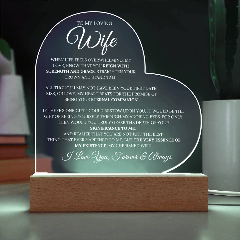 Wife -''Eternal Companion'' - Heart Multicolored LED Lamp