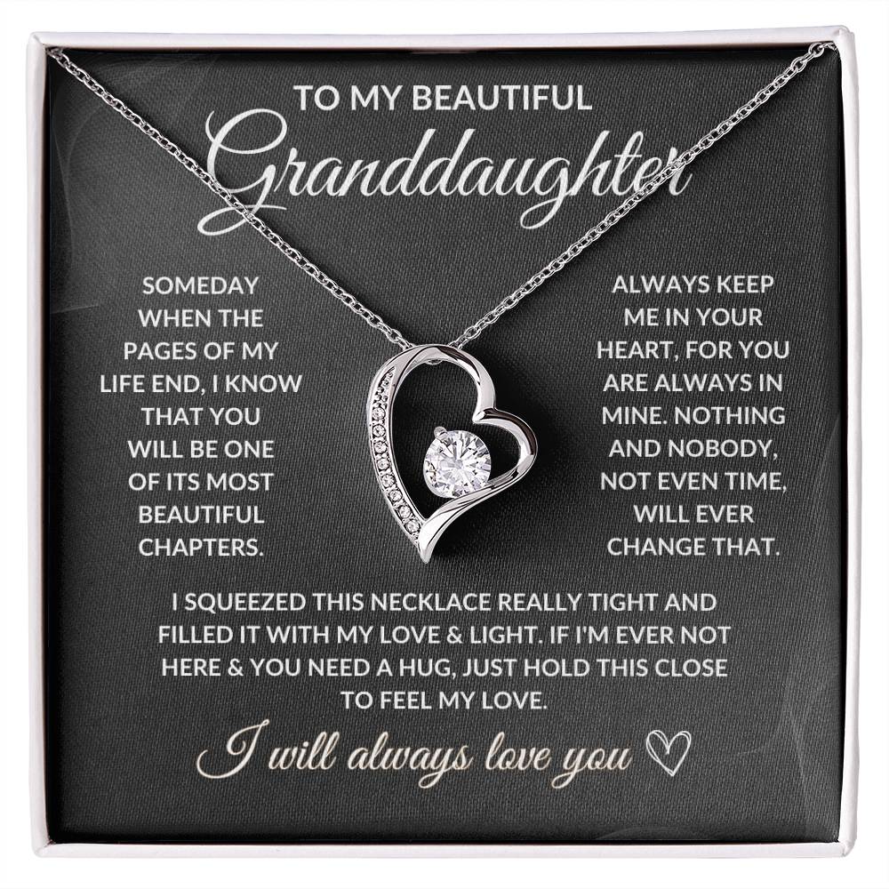 To My Beautiful Granddaughter ''Feel My Love'' - Forever Love Necklace