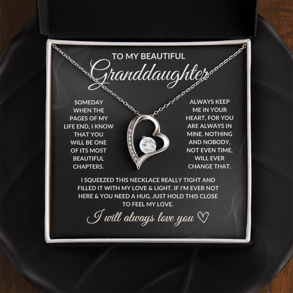 To My Beautiful Granddaughter ''Feel My Love'' - Forever Love Necklace