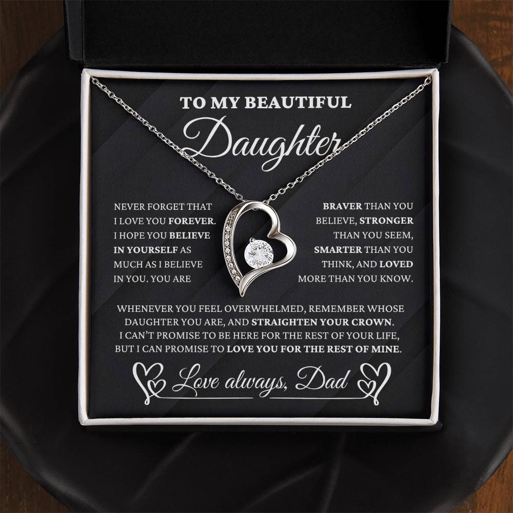 Daughter Gift From Dad - Crown of Strength - Forever Love Necklace