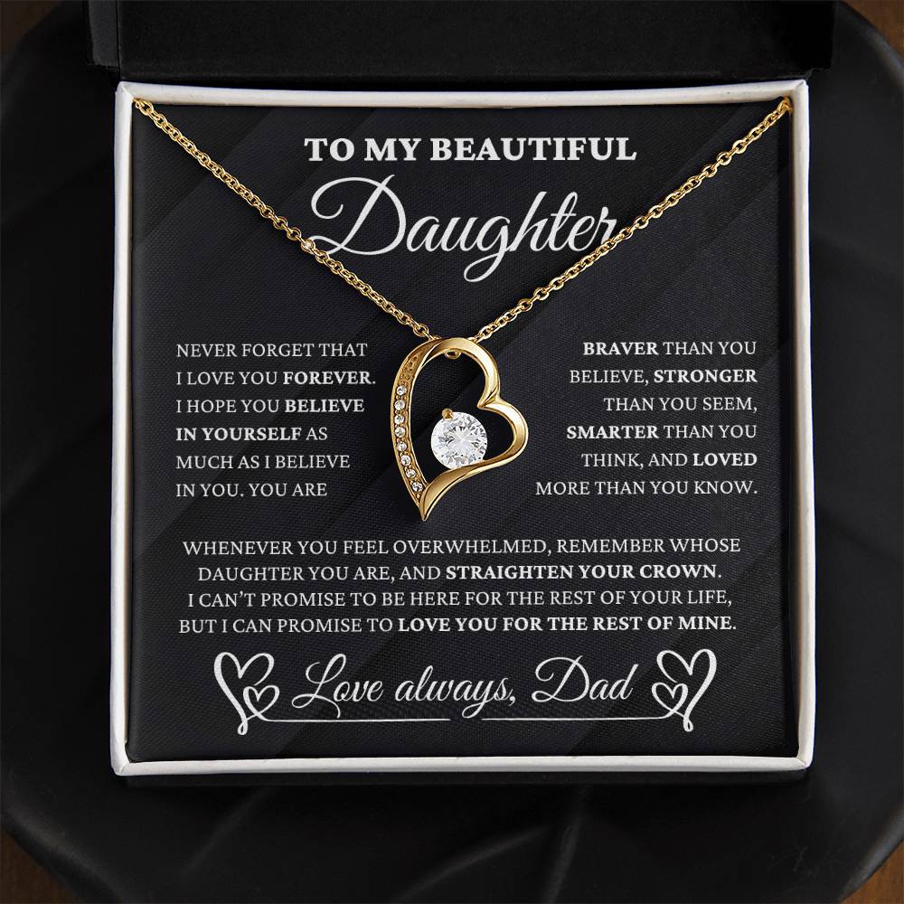 Daughter Gift From Dad - Crown of Strength - Forever Love Necklace