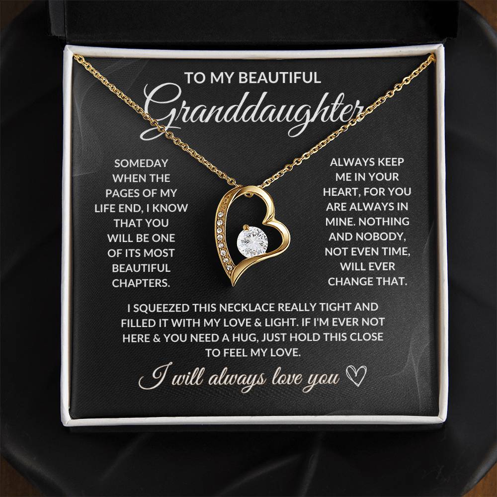 To My Beautiful Granddaughter ''Feel My Love'' - Forever Love Necklace