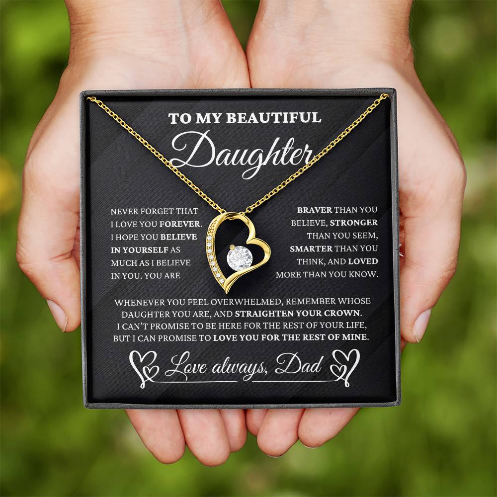 Daughter Gift From Dad - Crown of Strength - Forever Love Necklace