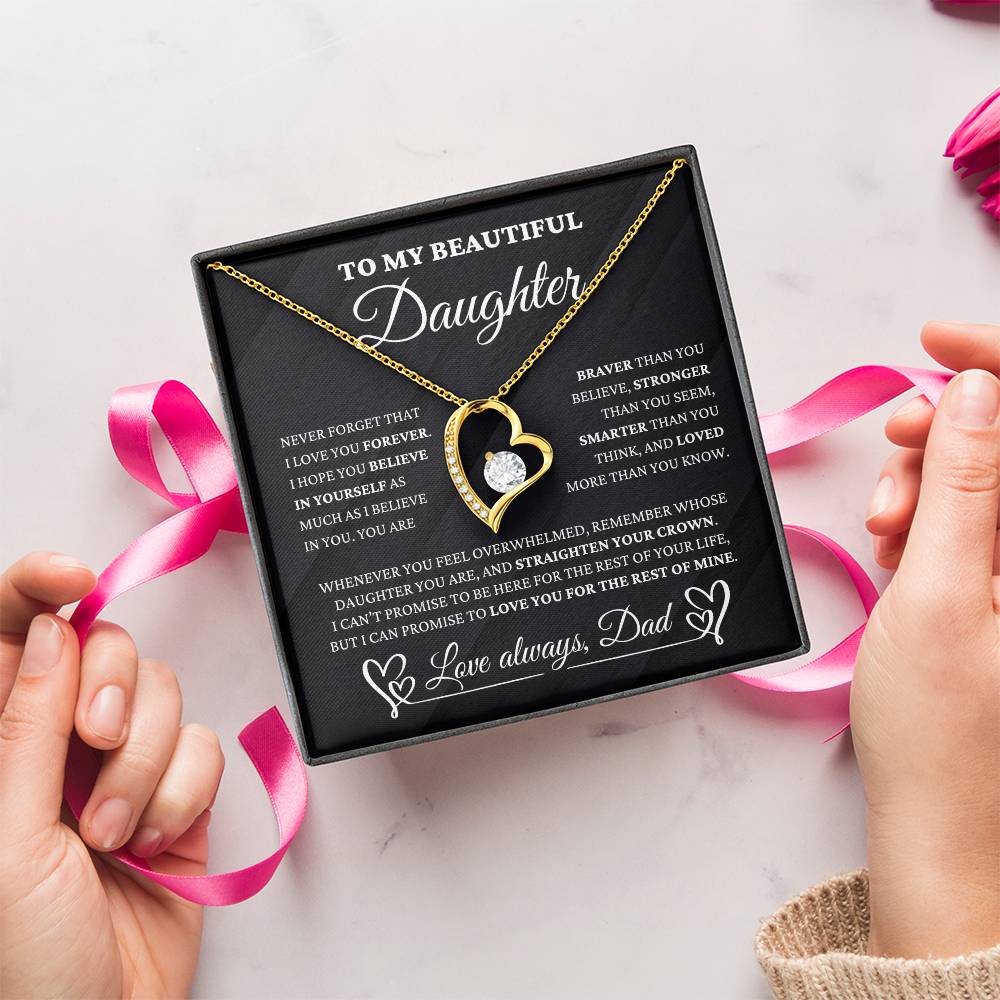 Daughter Gift From Dad - Crown of Strength - Forever Love Necklace