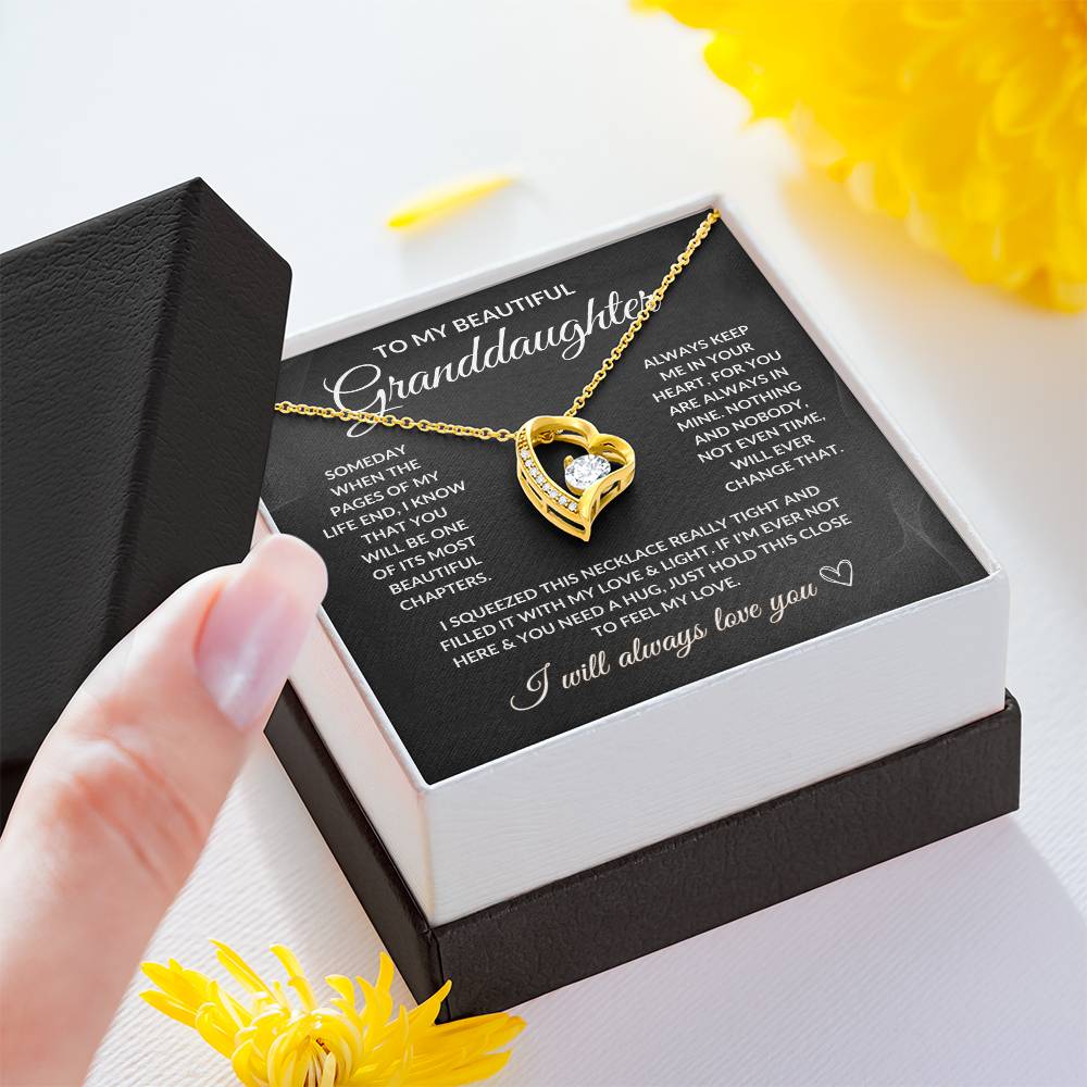 To My Beautiful Granddaughter ''Feel My Love'' - Forever Love Necklace