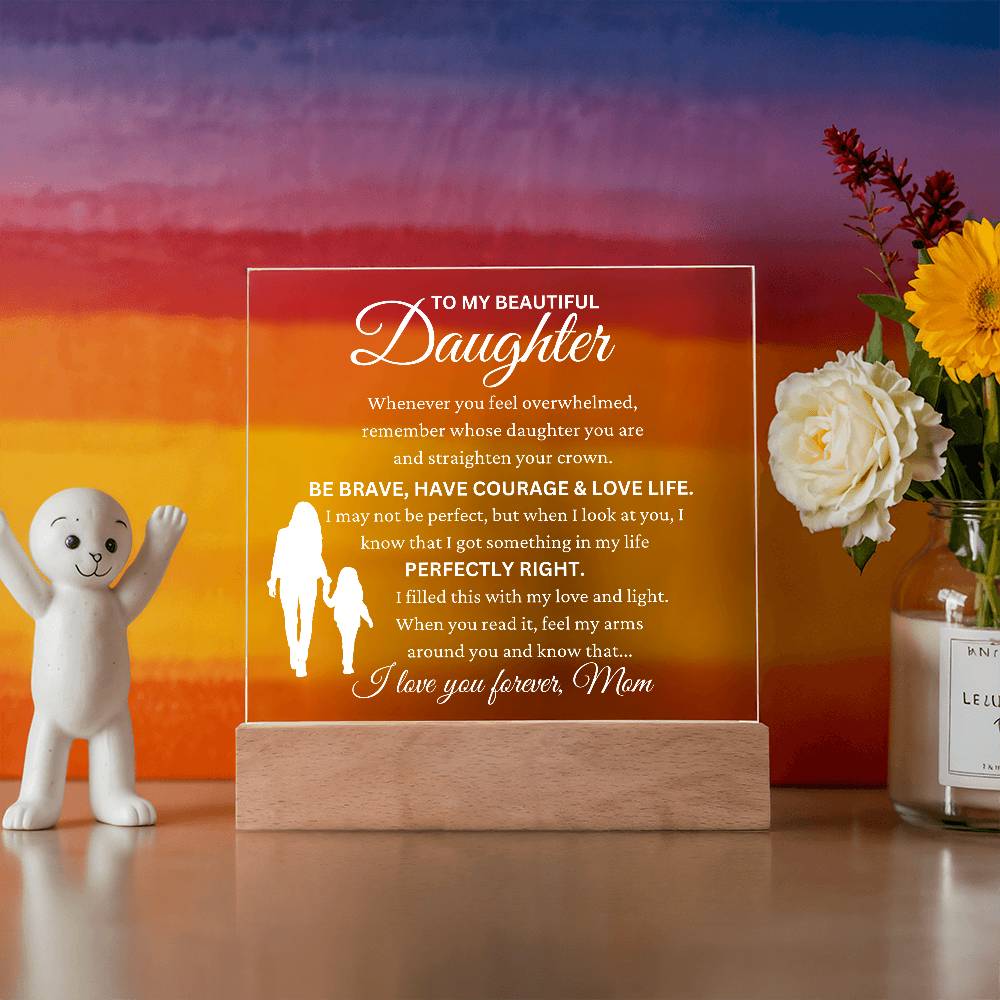 Daughter Gift from Mom - ''I Love You Forever'' - Acrylic LED Lamp