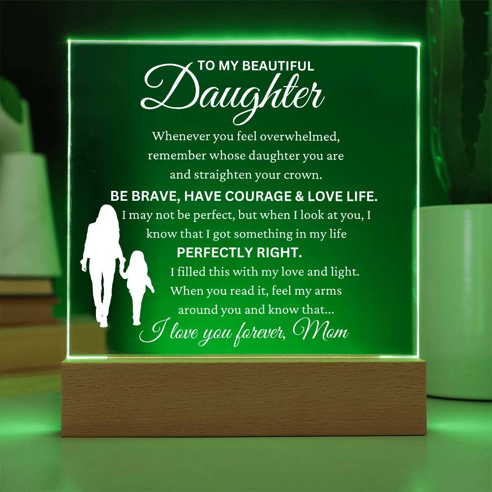 Daughter Gift from Mom - ''I Love You Forever'' - Acrylic LED Lamp