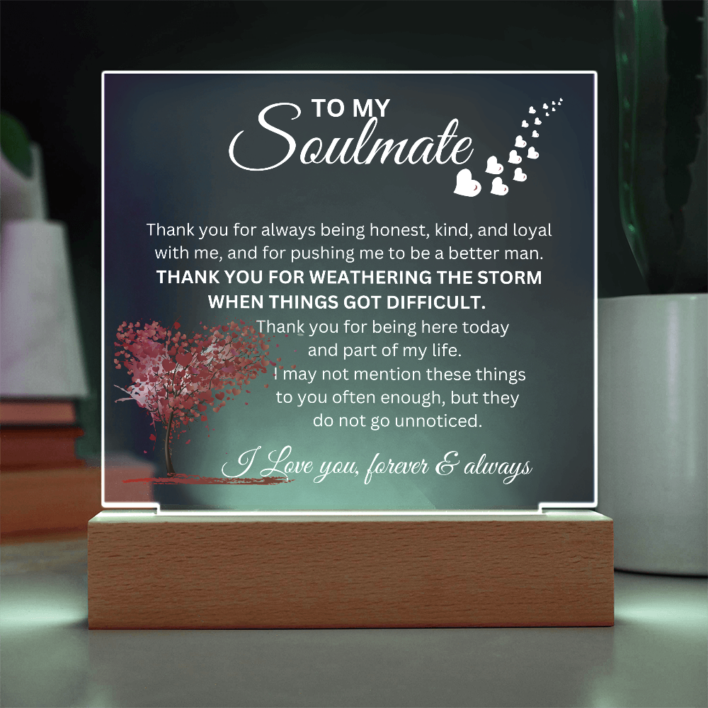 To My Soulmate - "Thank You" Acrylic Plaque