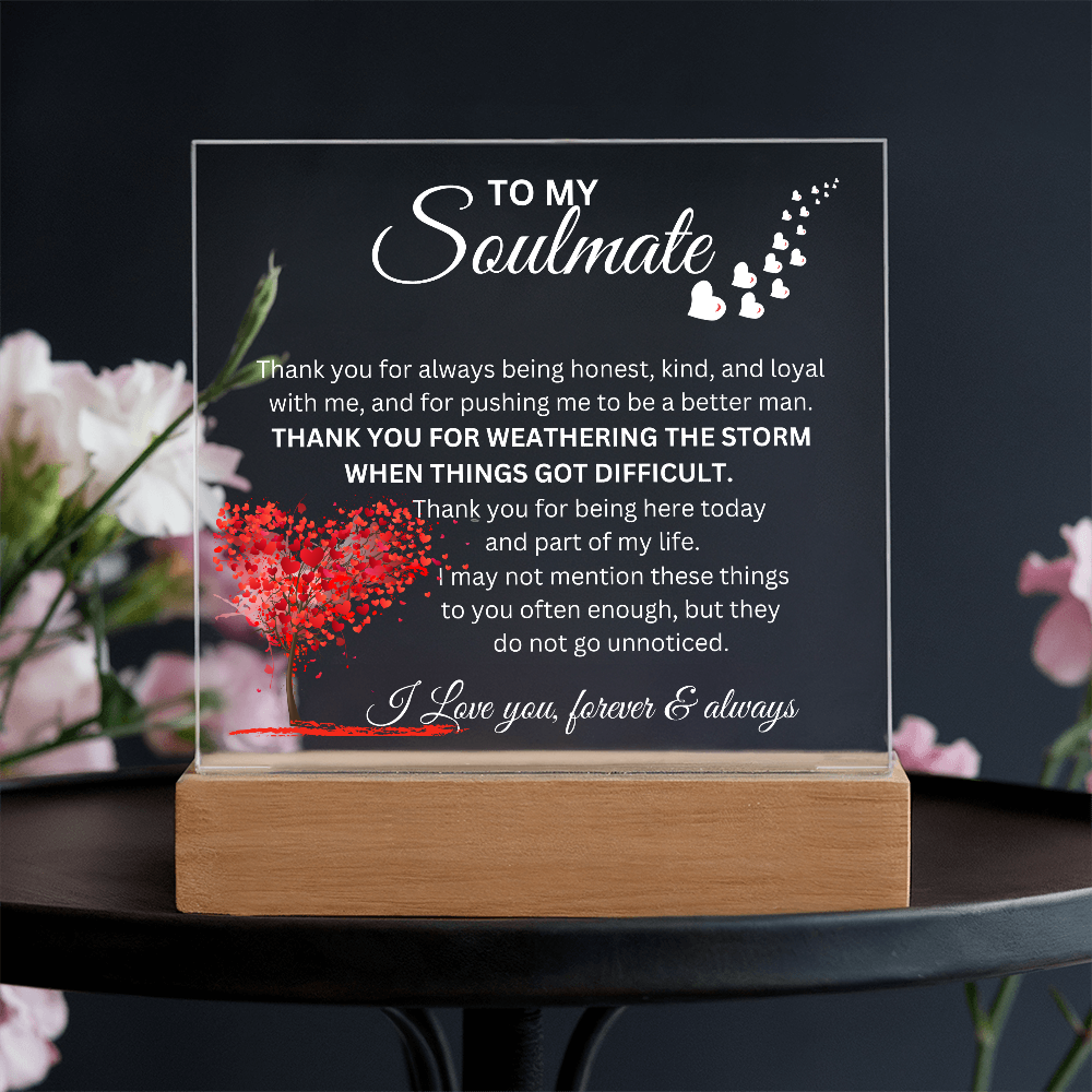 To My Soulmate - "Thank You" Acrylic Plaque