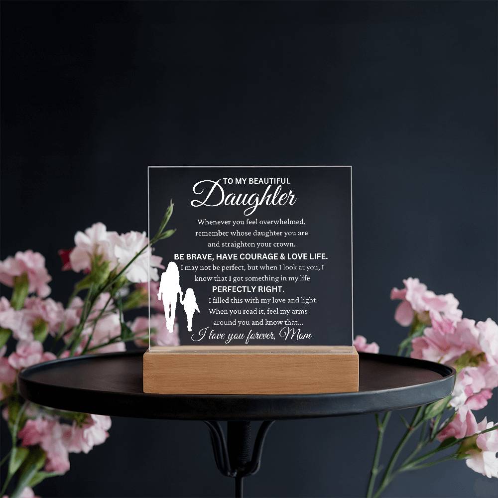 Daughter Gift from Mom - ''I Love You Forever'' - Acrylic LED Lamp