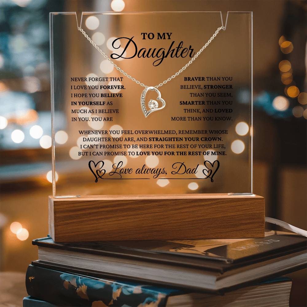 To My Daughter From Dad "I Love You Forever" Necklace