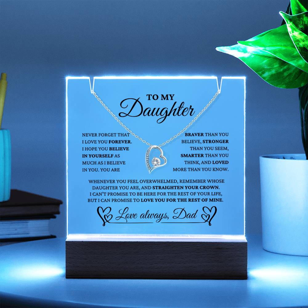 To My Daughter From Dad "I Love You Forever" Necklace
