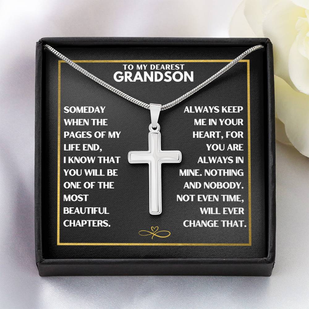 To My Dearest Grandson - Cross Necklace