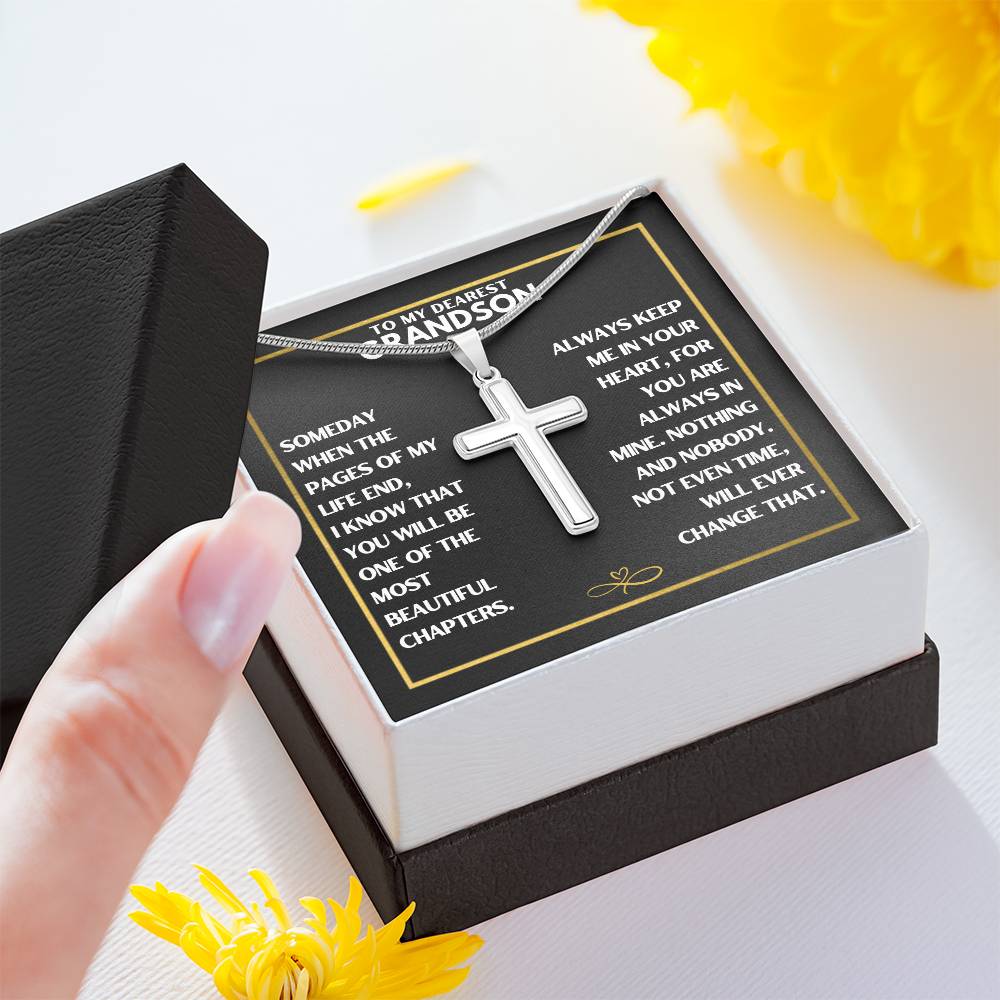 To My Dearest Grandson - Cross Necklace