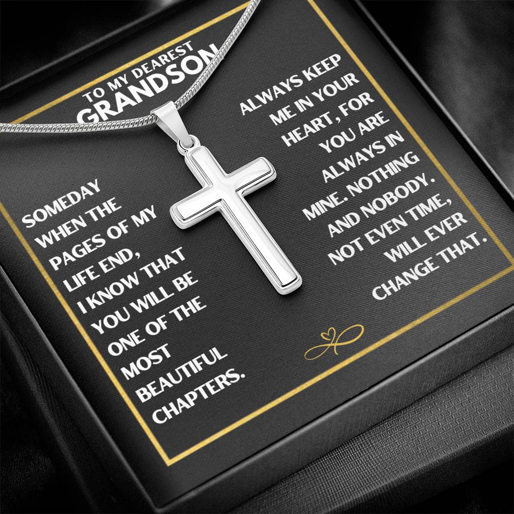 To My Dearest Grandson - Cross Necklace