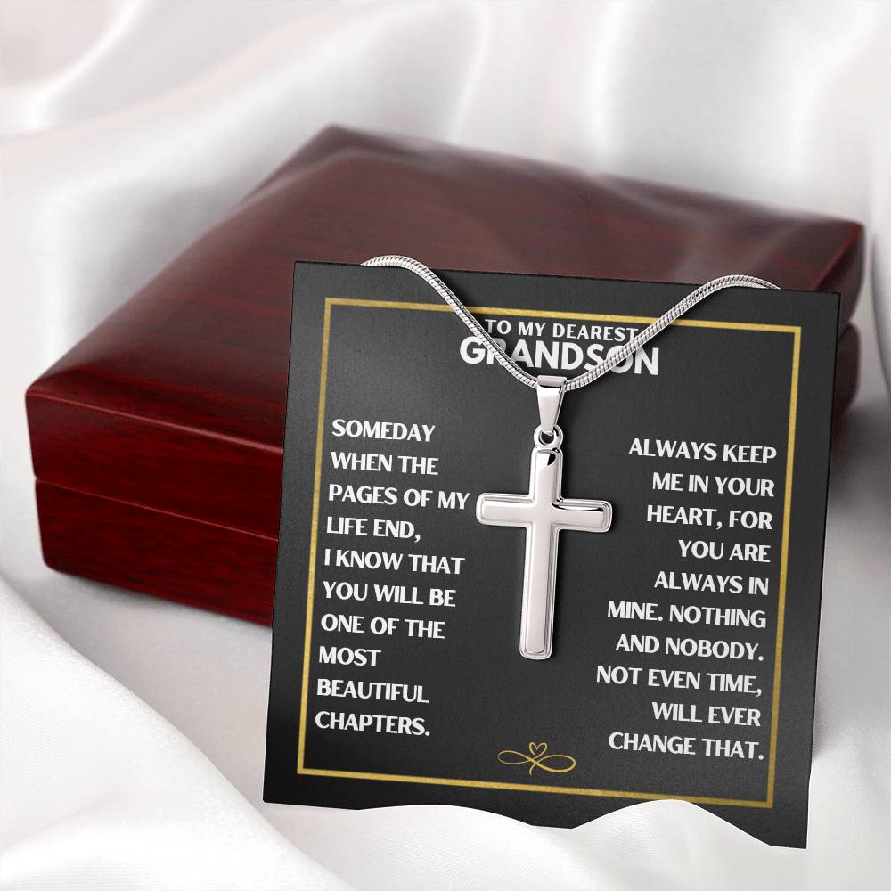 To My Dearest Grandson - Cross Necklace