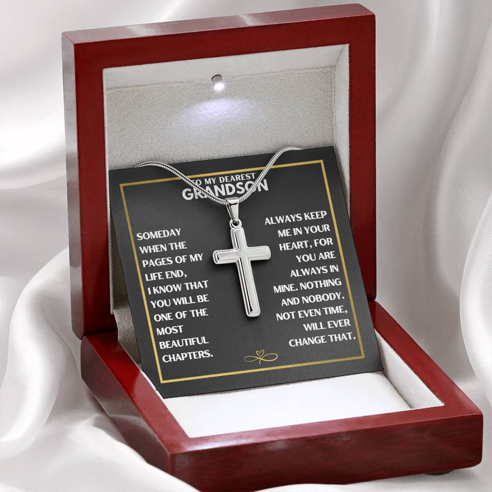 To My Dearest Grandson - Cross Necklace