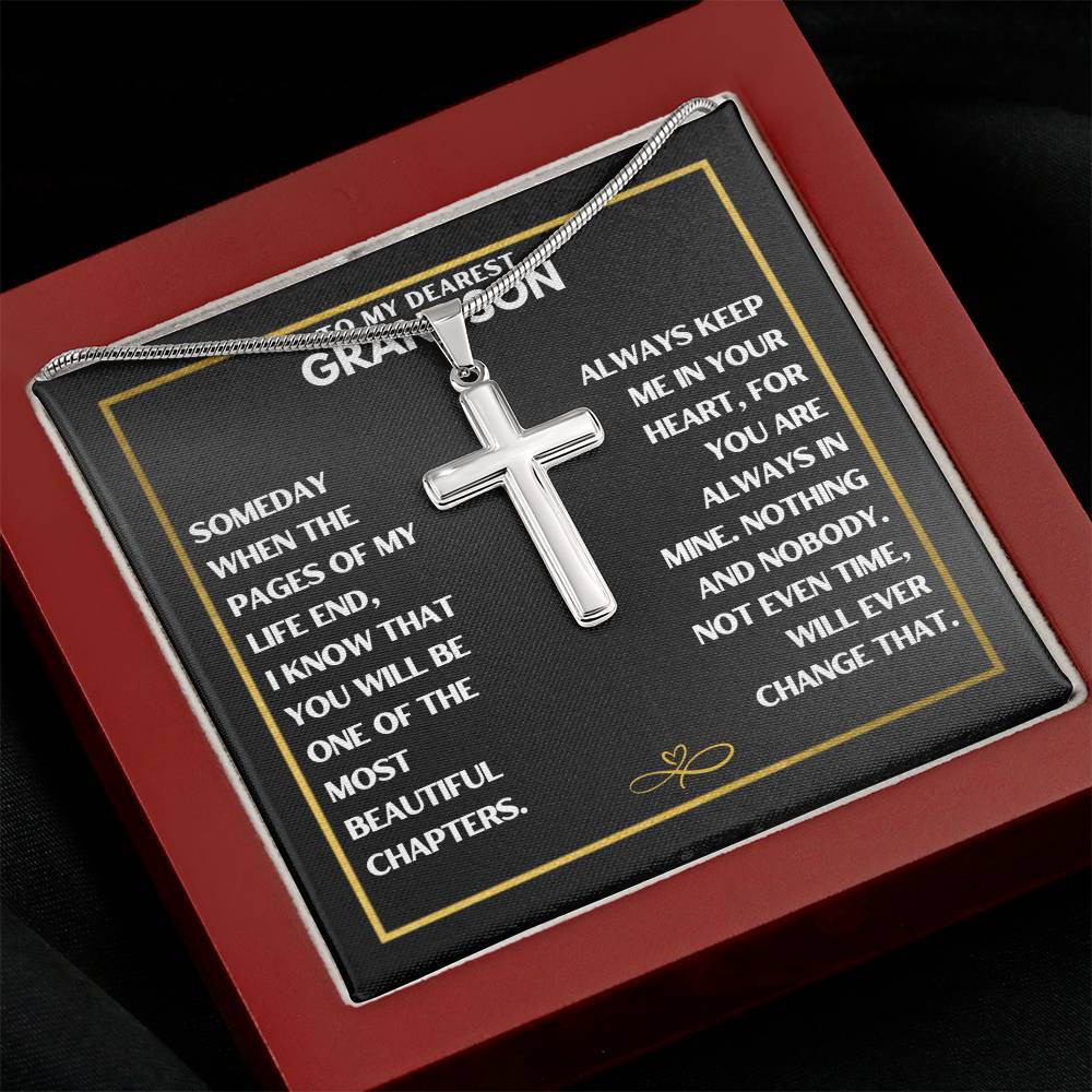 To My Dearest Grandson - Cross Necklace