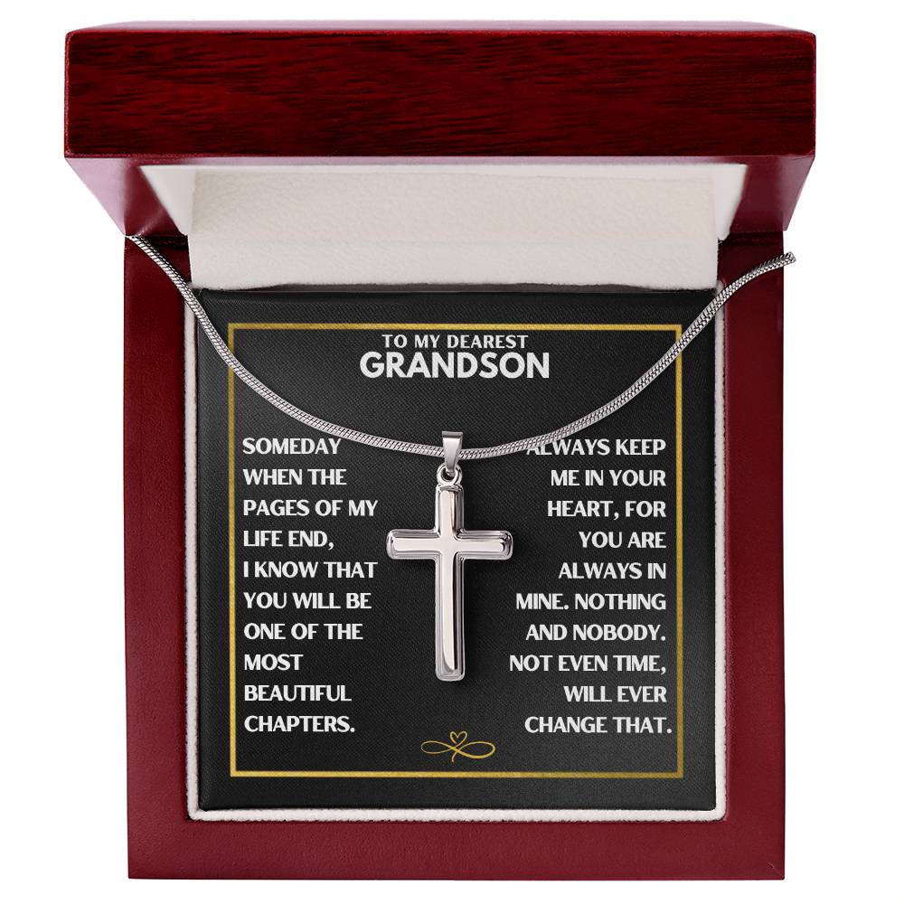 To My Dearest Grandson - Cross Necklace