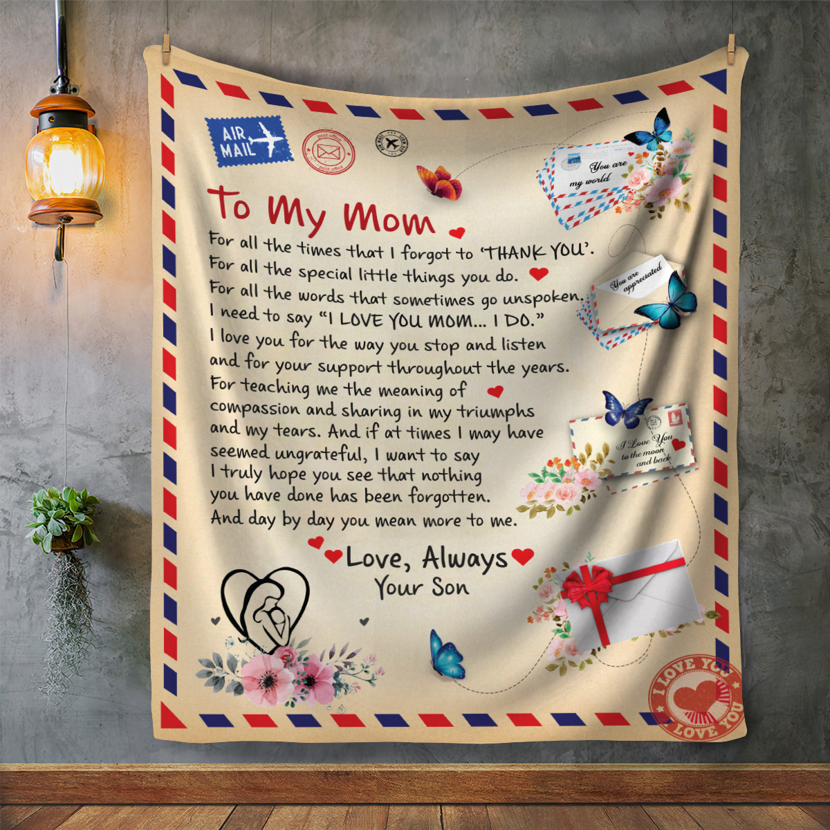 Mom - Post Card Blanket From Son