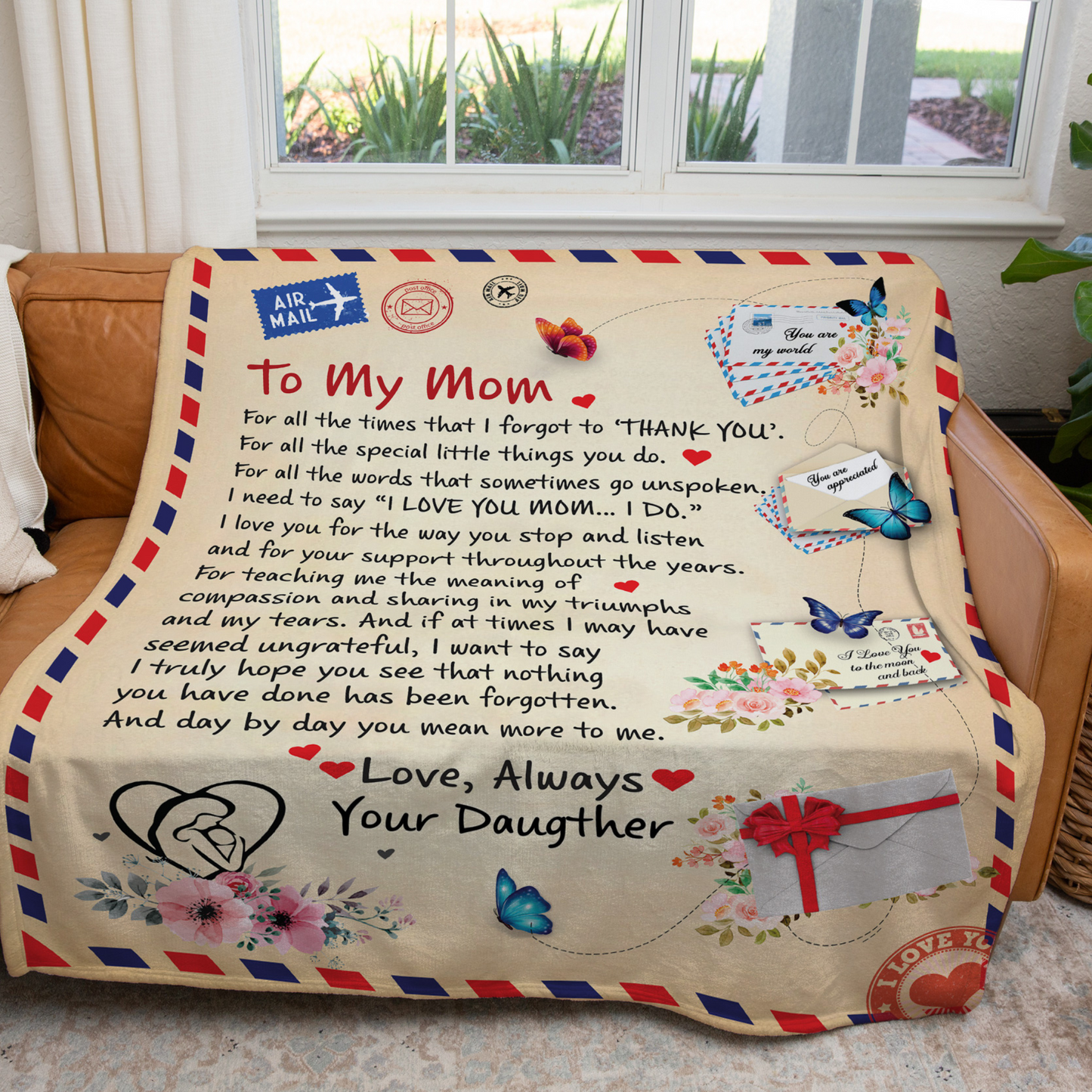To My Mom – Postcard Blanket from Daughter