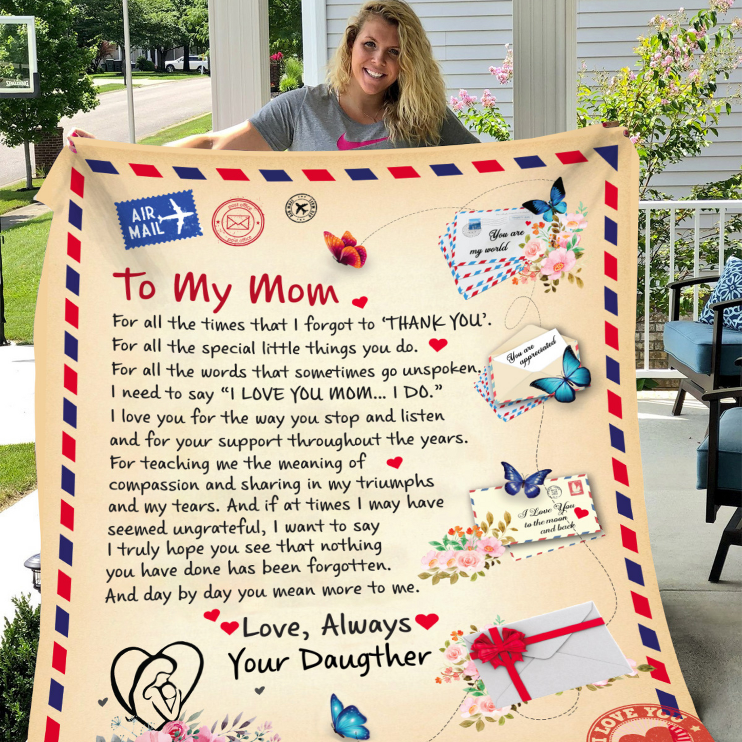 To My Mom – Postcard Blanket from Daughter