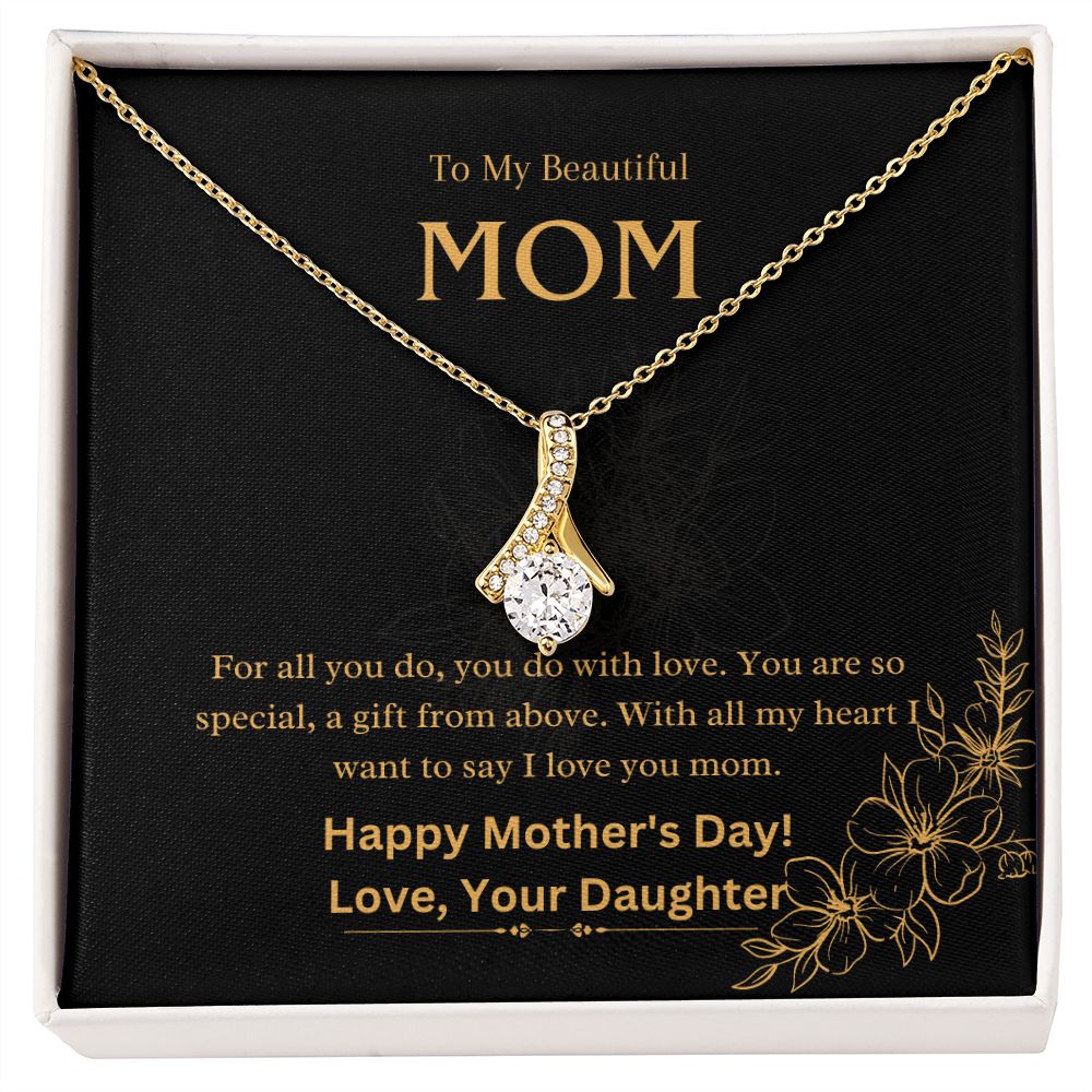 Dazzling Ribbon Shaped Pendant Necklace