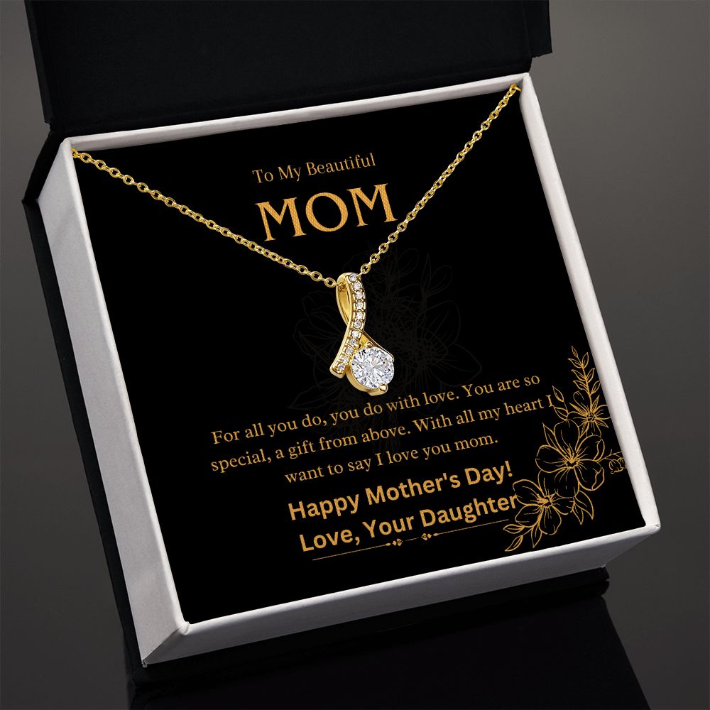 Dazzling Ribbon Shaped Pendant Necklace