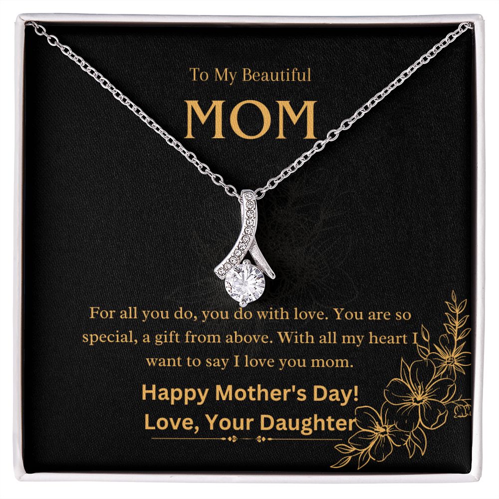 Dazzling Ribbon Shaped Pendant Necklace